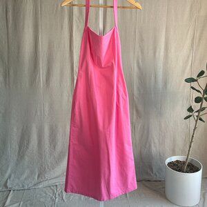Rihoas Pink Halter Backless Slit Midi Dress